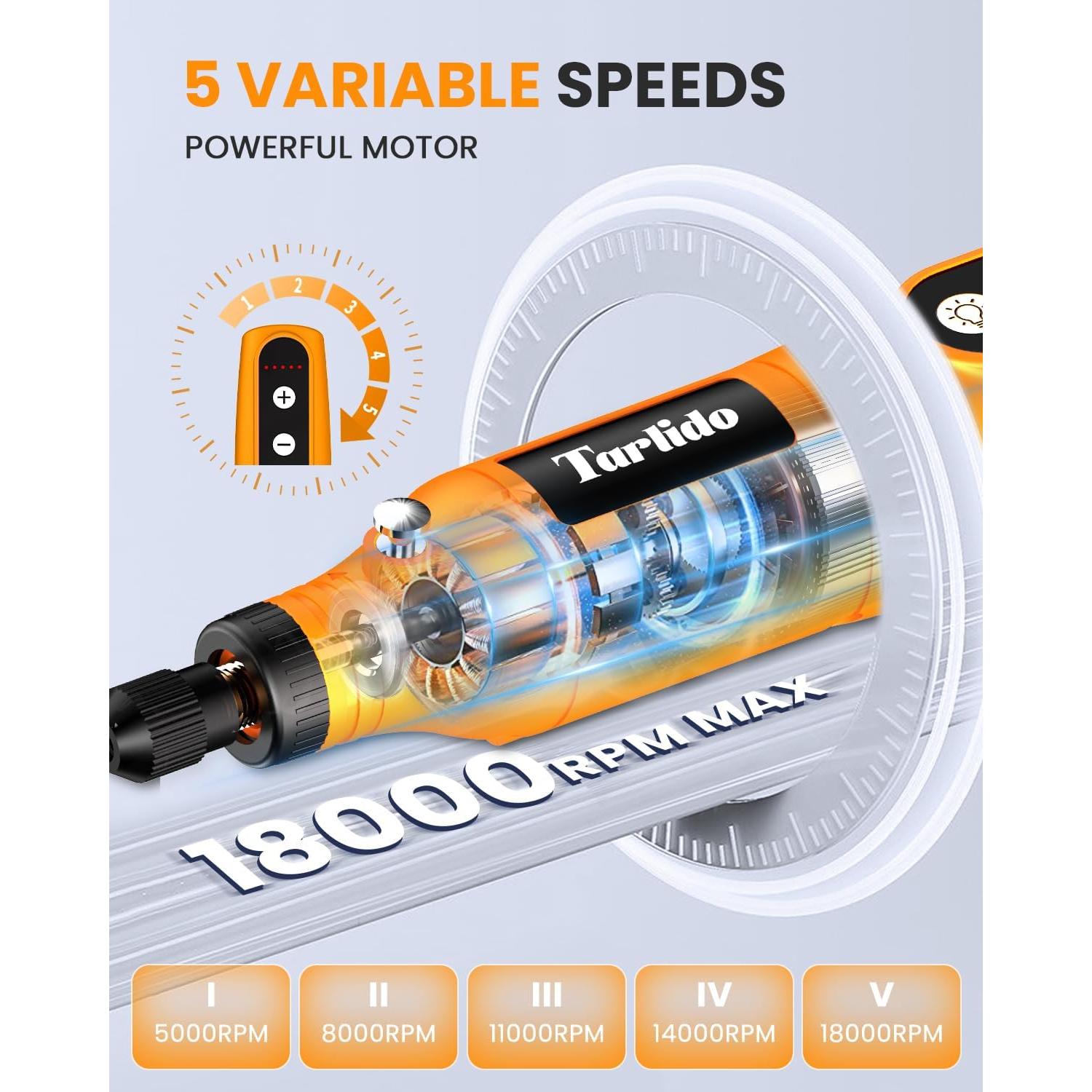 Kit de Herramienta Rotativa Inalámbrica Tarlido 3.7V 18000RPM