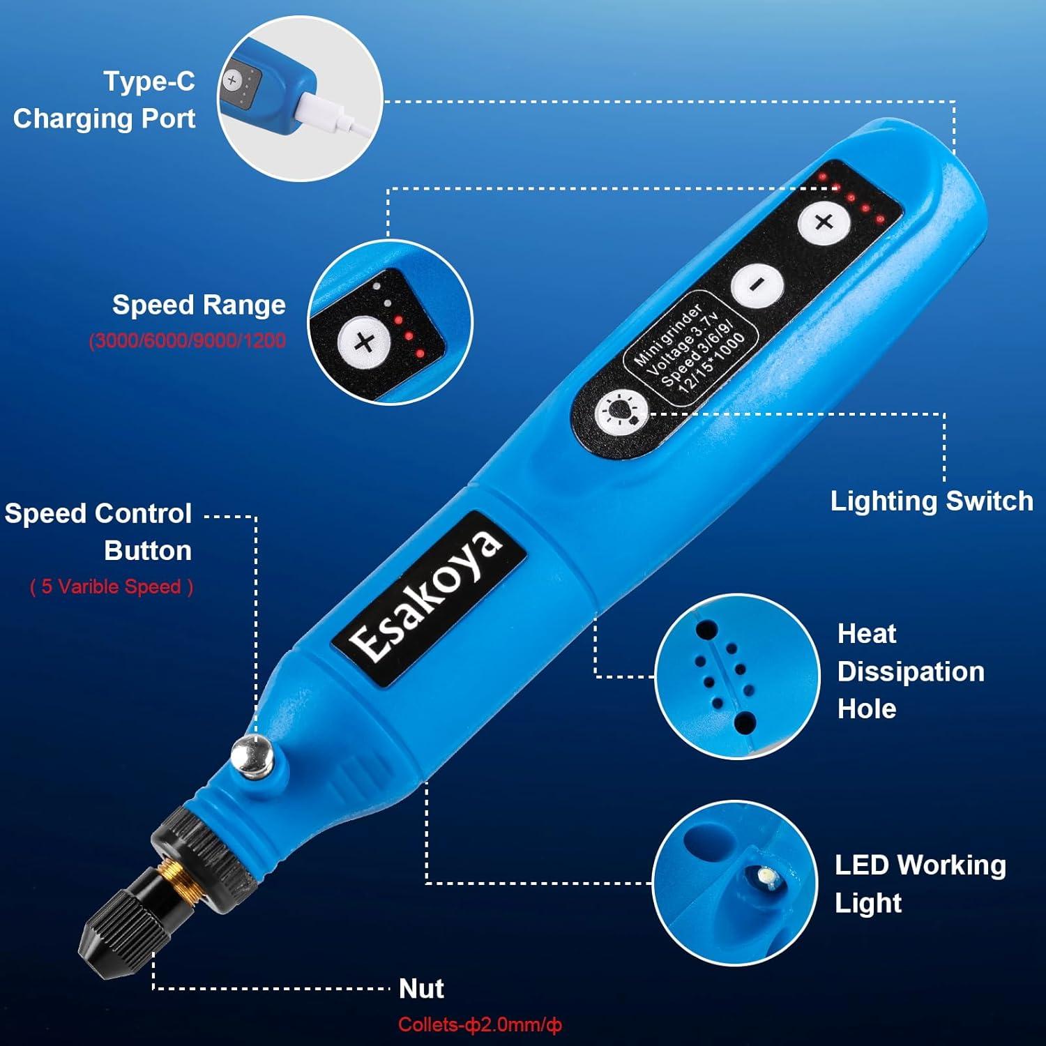 Herramienta Rotativa Inalámbrica Esakoya 3.7V con 75 Accesorios