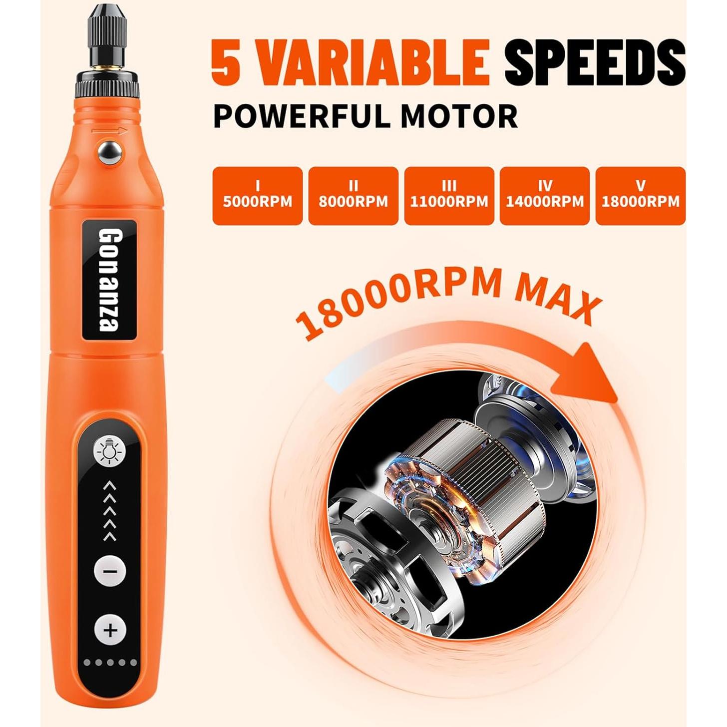 Gonanza Mini Kit Herramienta Rotativa Inalámbrica 62 Accesorios