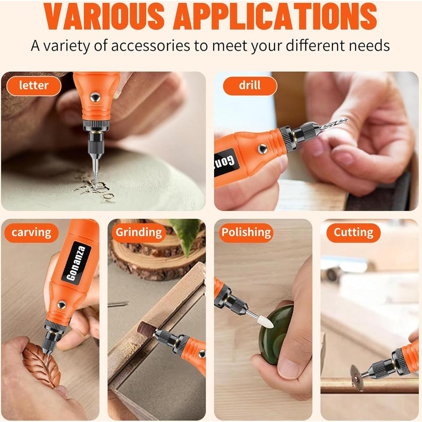 Gonanza Mini Kit Herramienta Rotativa Inalámbrica 62 Accesorios