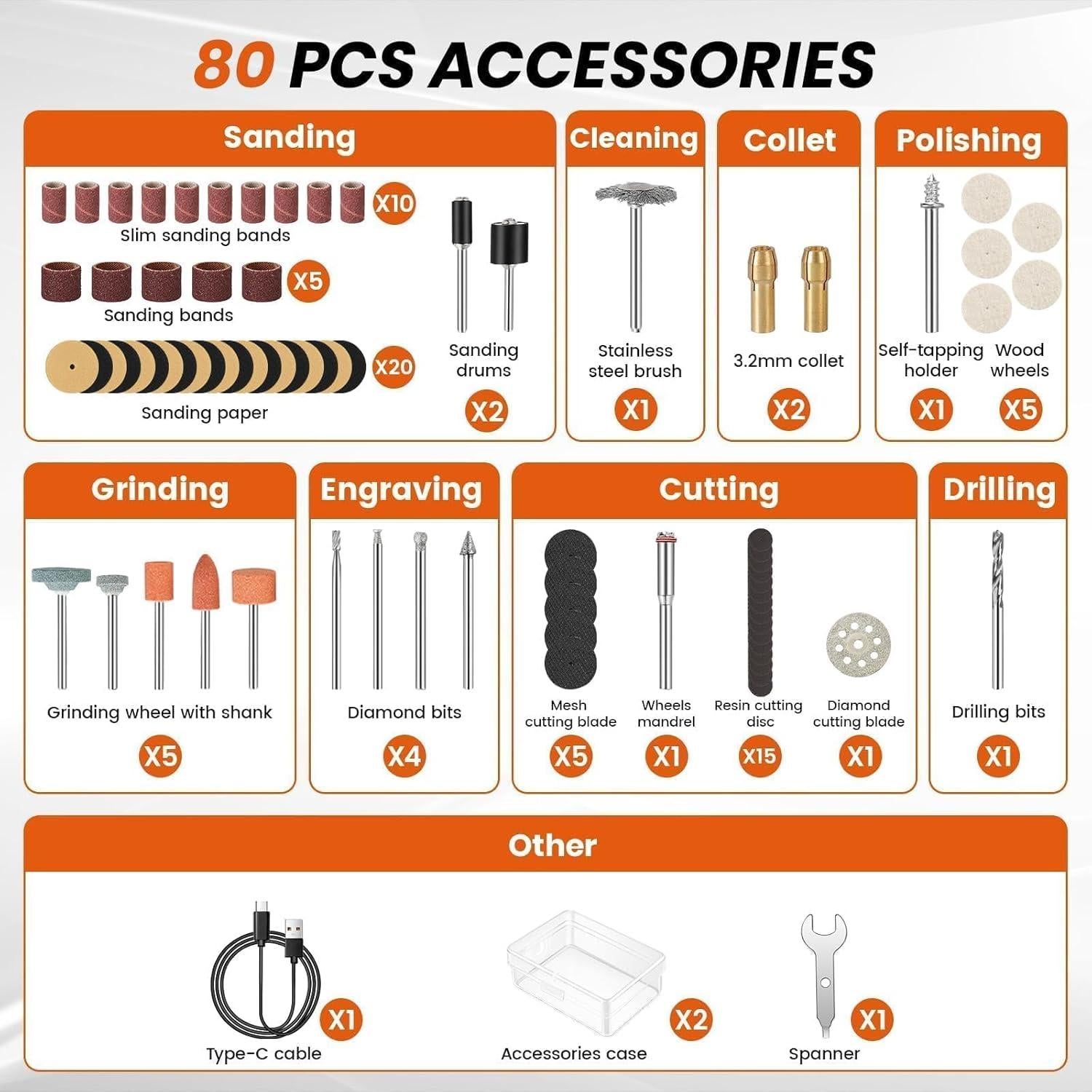 Herramienta Rotativa Inalámbrica HARDELL 4V con 80 Accesorios