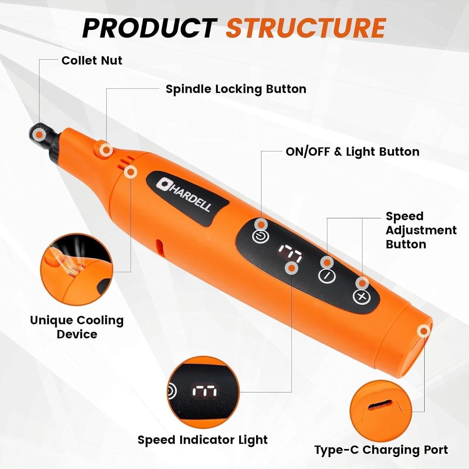 Herramienta Rotativa Inalámbrica HARDELL 4V con 80 Accesorios