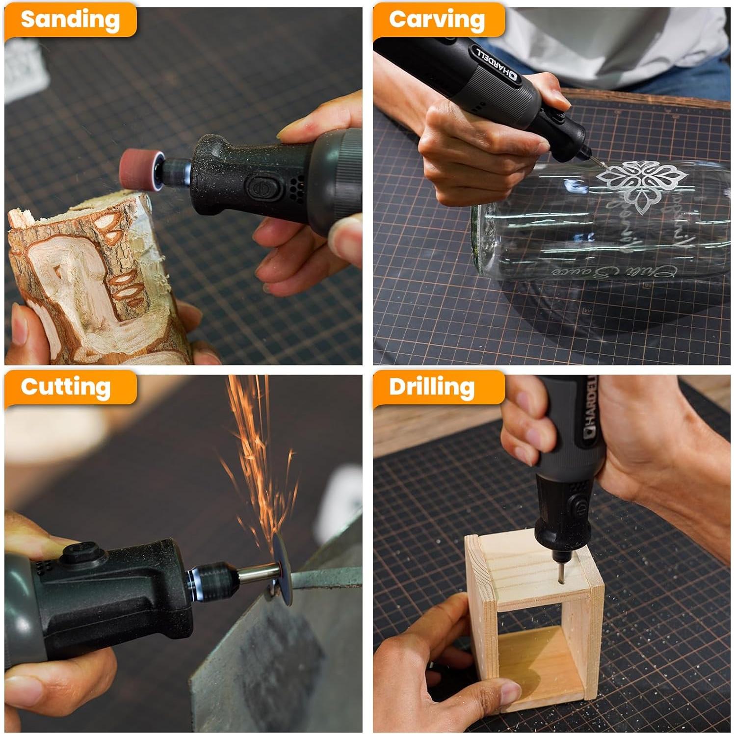 Herramienta Rotativa Inalámbrica HARDELL 8V con 80 Accesorios