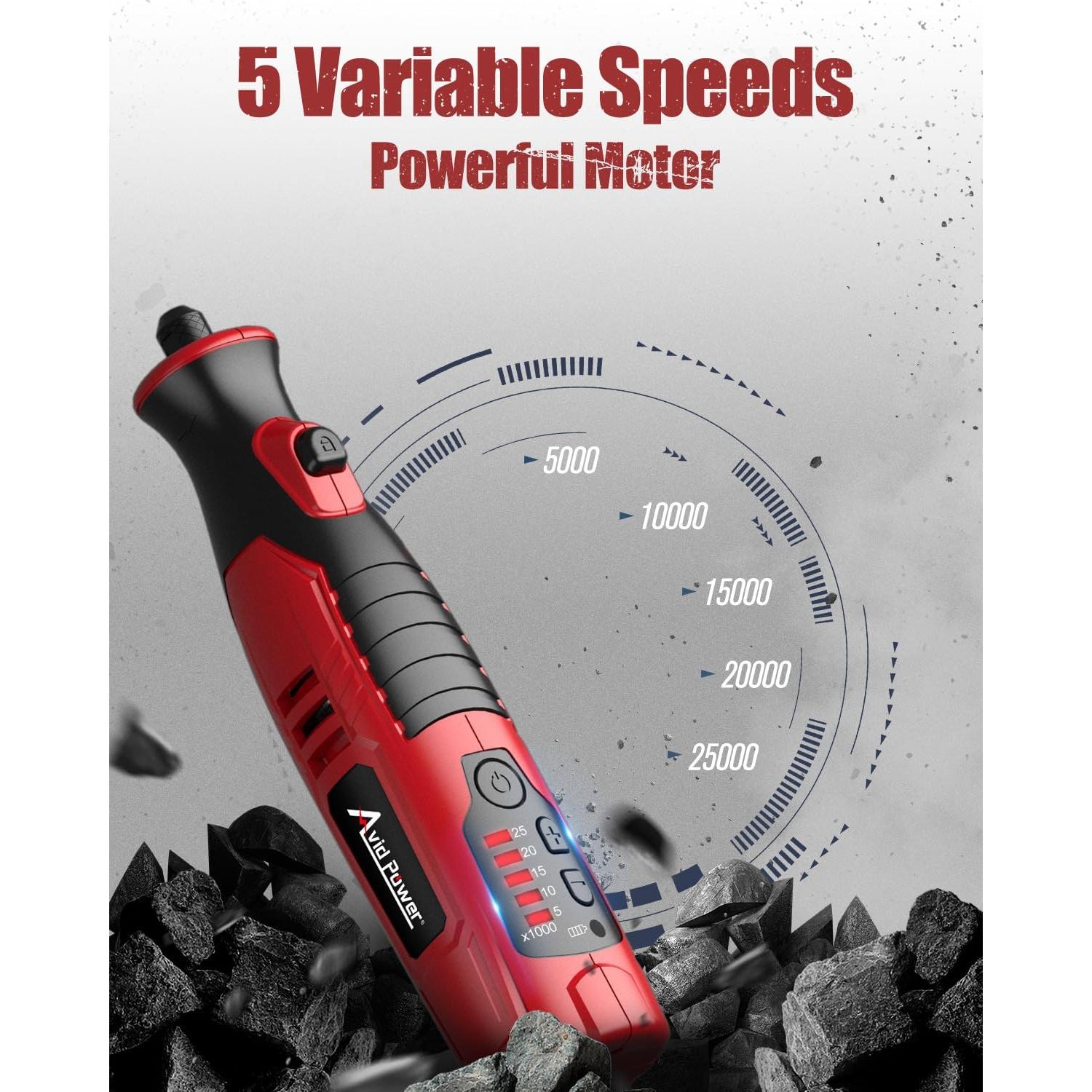 Herramienta Rotativa Inalámbrica AVID POWER 8V 2.0Ah 60 Accesorios