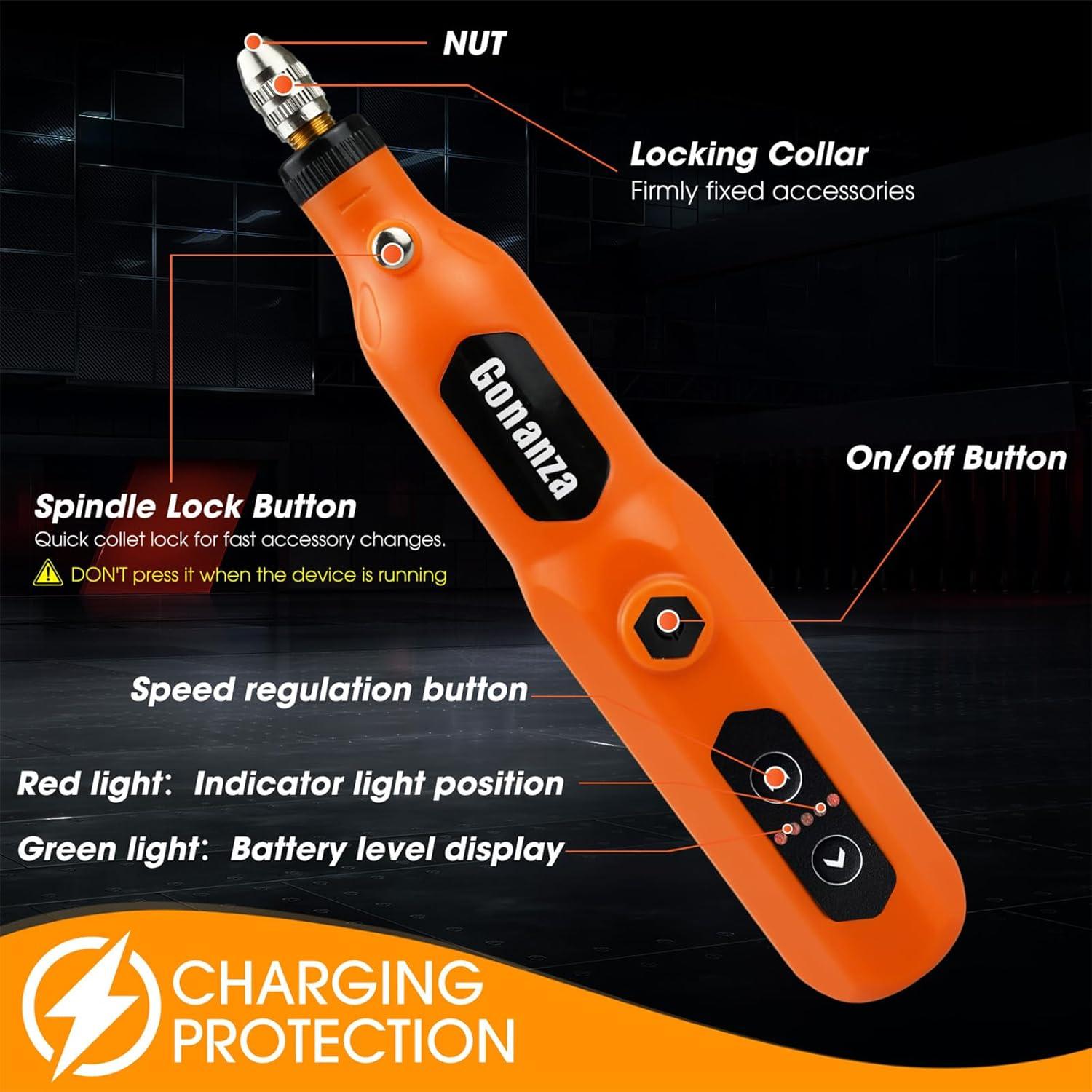 Gonanza Mini Herramienta Rotativa Inalámbrica 5 Velocidades 78 Accesorios