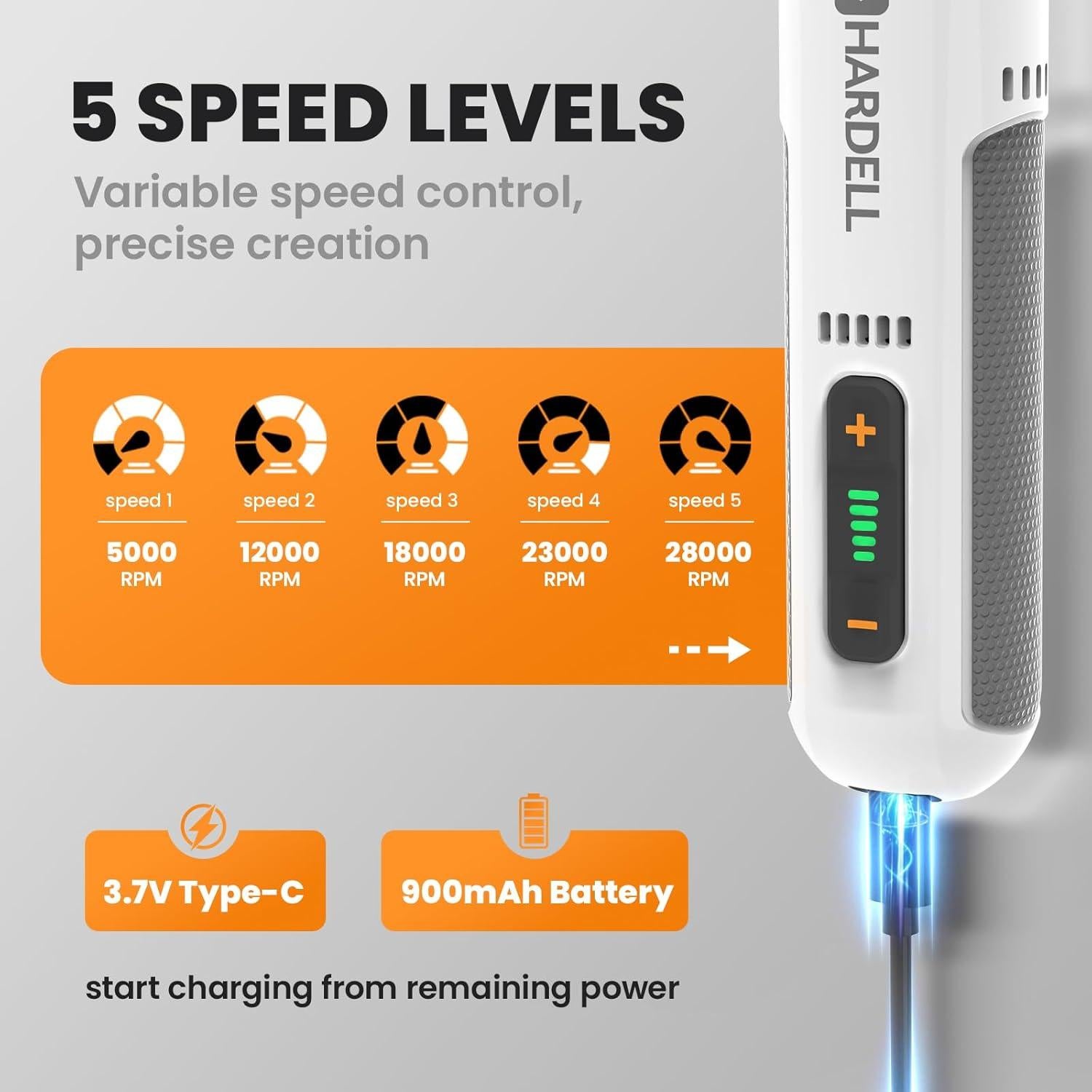 Herramienta Rotativa Sin Cable HARDELL 8V 42 Accesorios 28000RPM
