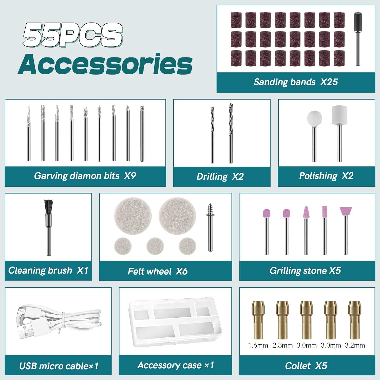 Herramienta Rotativa Inalámbrica NEU MASTER 3.7V con 55 Accesorios