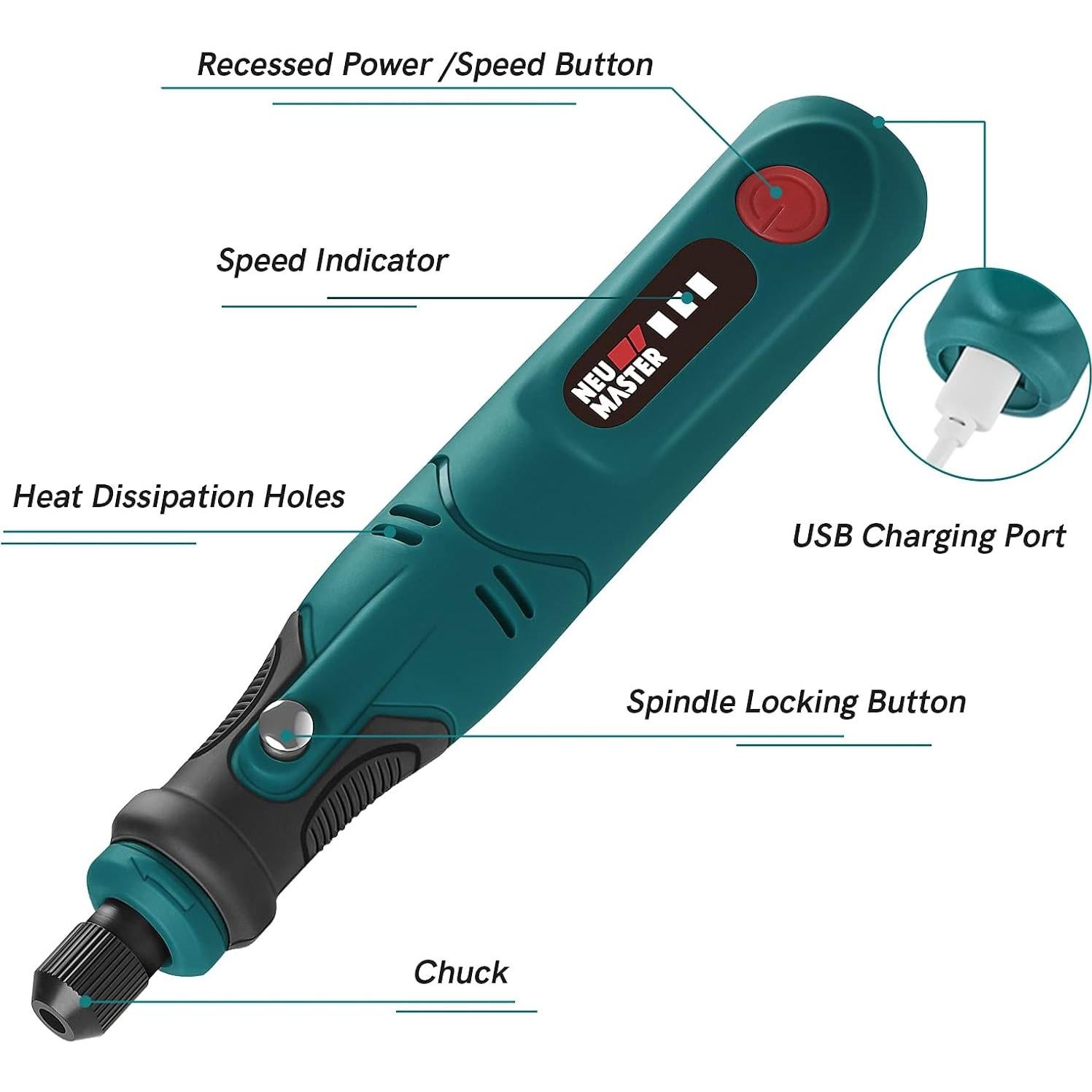 Herramienta Rotativa Inalámbrica NEU MASTER 3.7V con 55 Accesorios