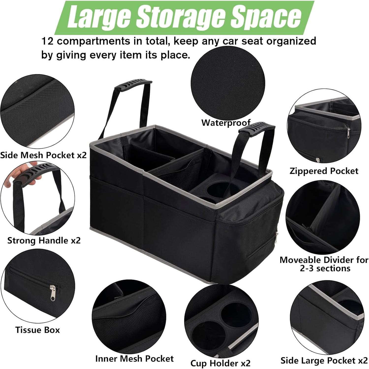 Organizador de Asiento de Auto ChezMax - 12 Compartimentos y 2 Portavasos