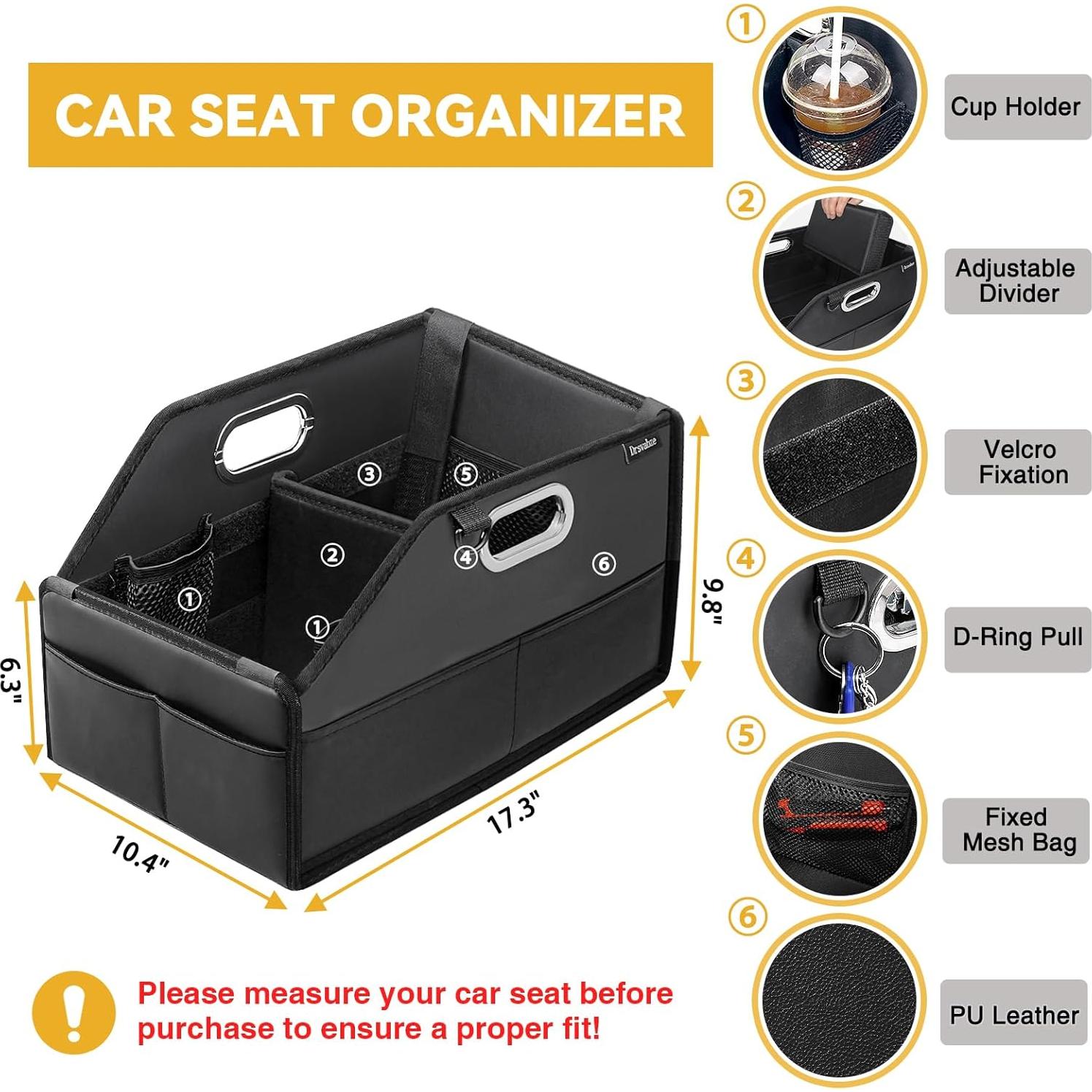 Organizador de Asiento de Coche Drsvabze con 7 Bolsillos y 2 Portavasos