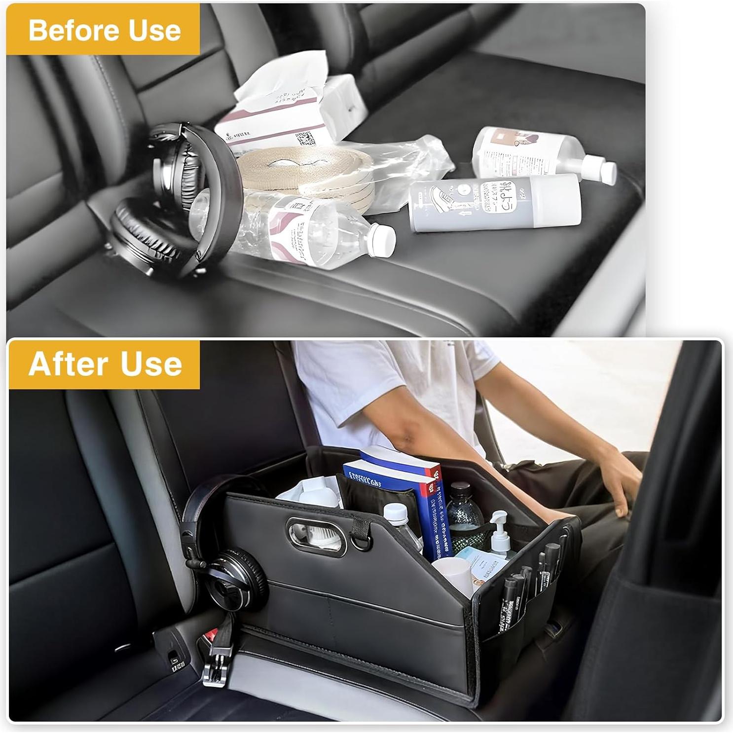 Organizador de Asiento de Coche Drsvabze con 7 Bolsillos y 2 Portavasos