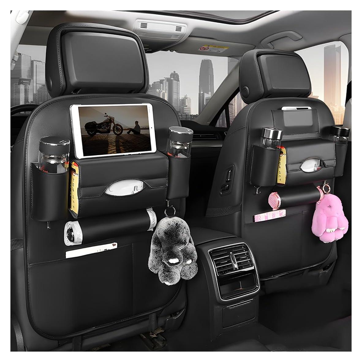 Organizador de Respaldo de Asiento de Coche Gasedin 2 Pcs Cuero Negro