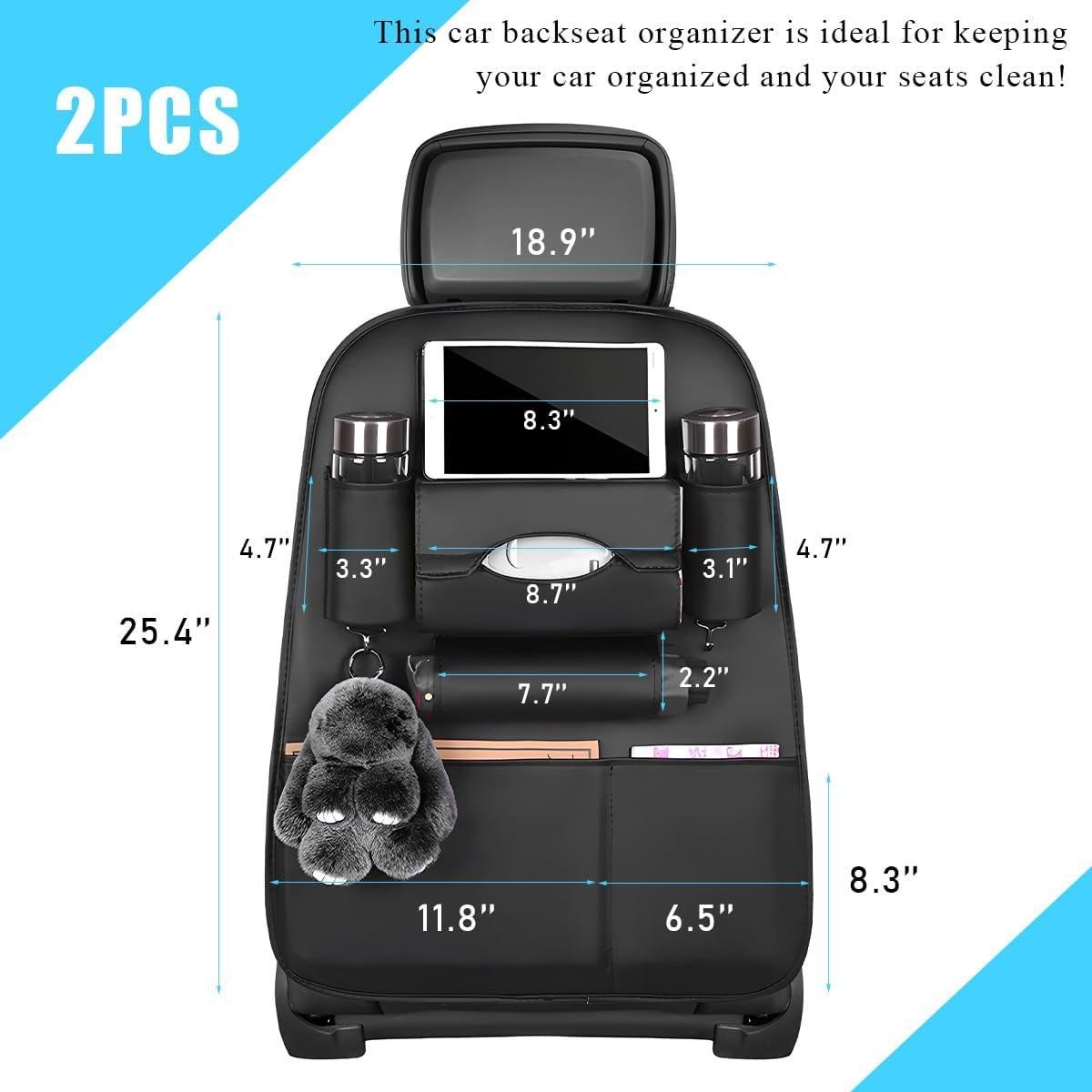 Organizador de Respaldo de Asiento de Coche Gasedin 2 Pcs Cuero Negro