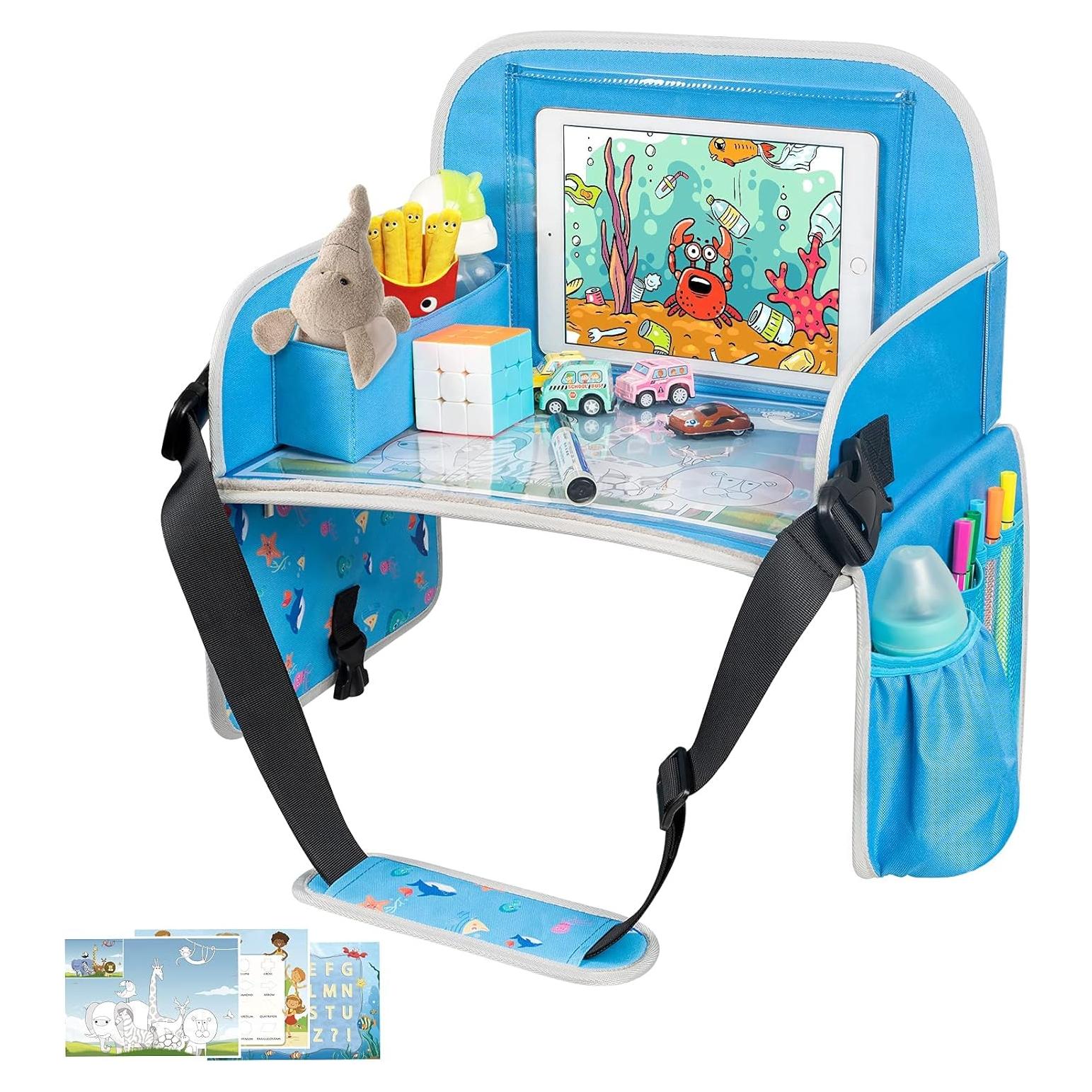 Bandeja de Viaje para Niños MENZOKE Azul Plegable con Soporte