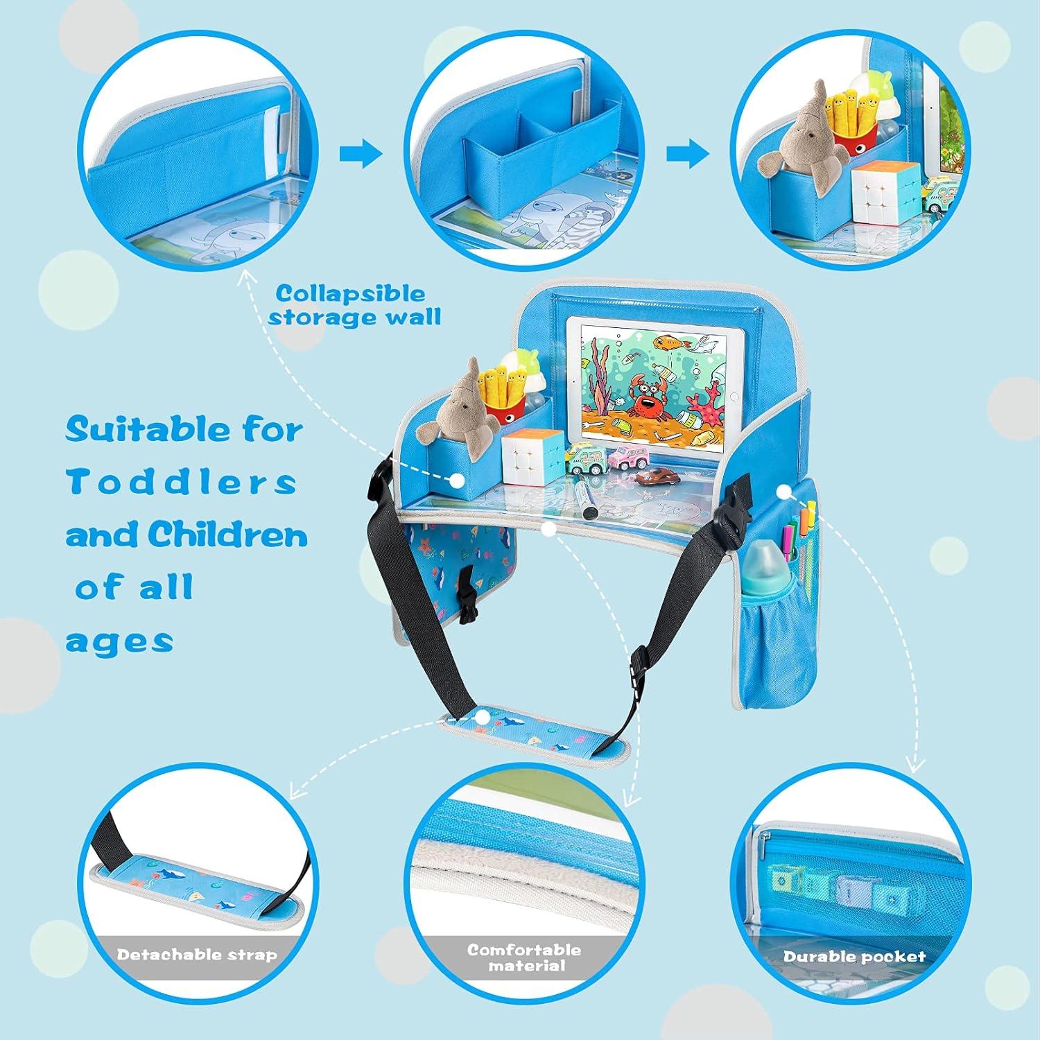 Bandeja de Viaje para Niños MENZOKE Azul Plegable con Soporte