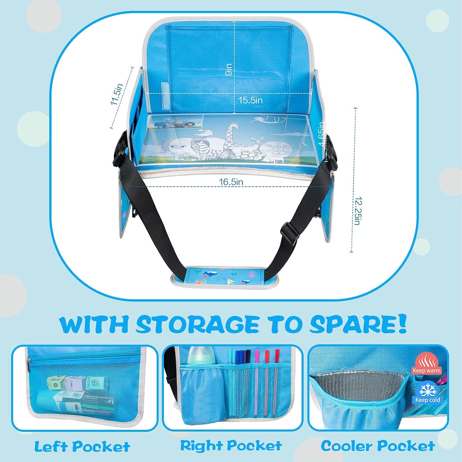 Bandeja de Viaje para Niños MENZOKE Azul Plegable con Soporte