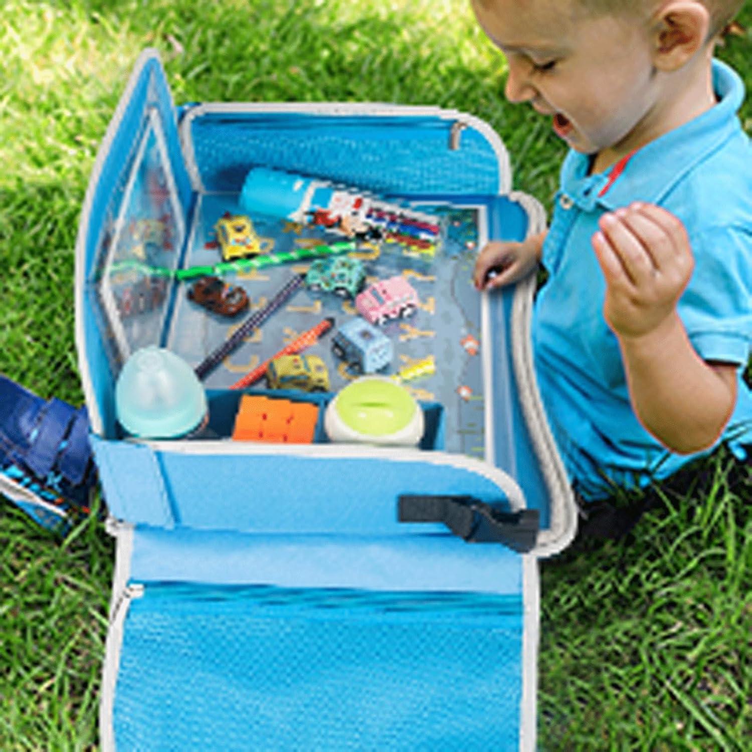 Bandeja de Viaje para Niños MENZOKE Azul Plegable con Soporte