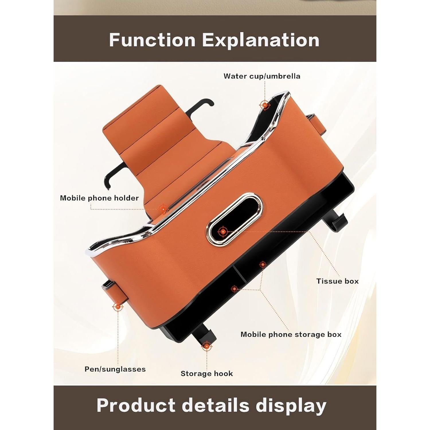 Organizador de Asiento Trasero de Coche Edotim 5 en 1 Negro