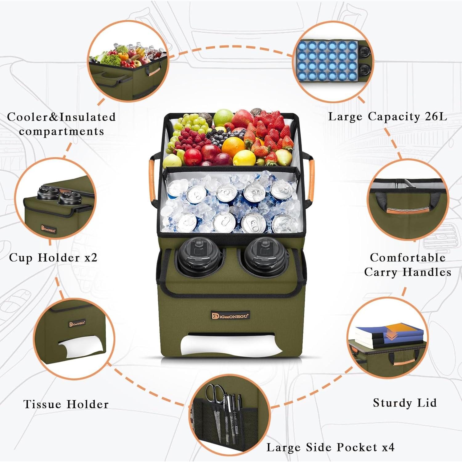 Organizador de Asiento de Coche DiGeeONEGU Aislado Verde Oliva