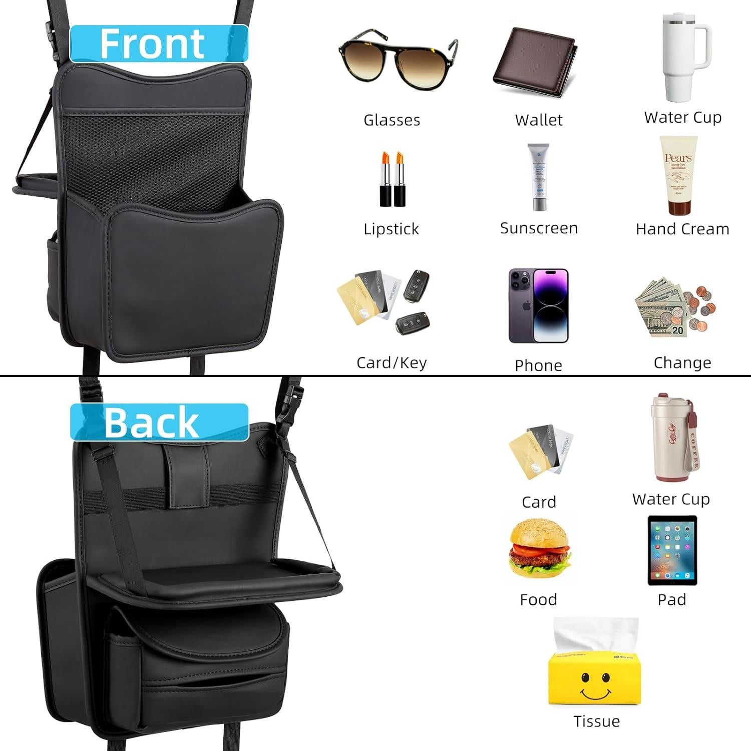 Organizador de Auto RUPSE Entre Asientos con Bandeja Plegable