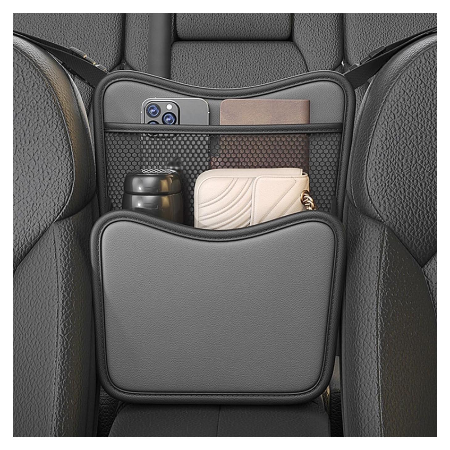 Organizador de Auto entre Asientos Ohleats de Cuero Nappa Gris