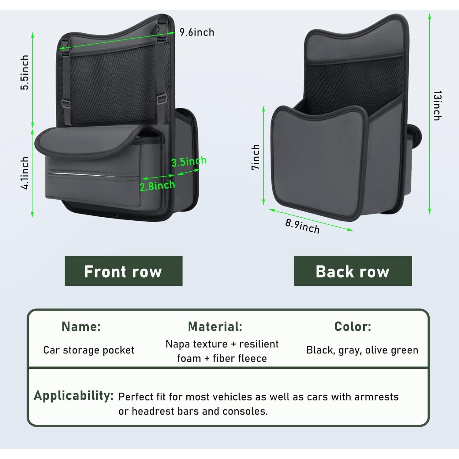 Organizador de Auto entre Asientos Ohleats de Cuero Nappa Gris