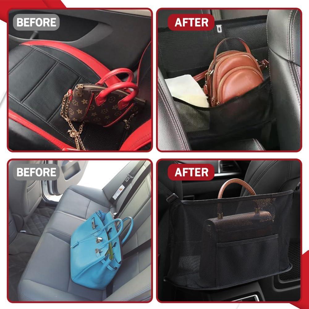 Soporte de bolso para automóvil HEVLE - Organizador negro 5 compartimentos