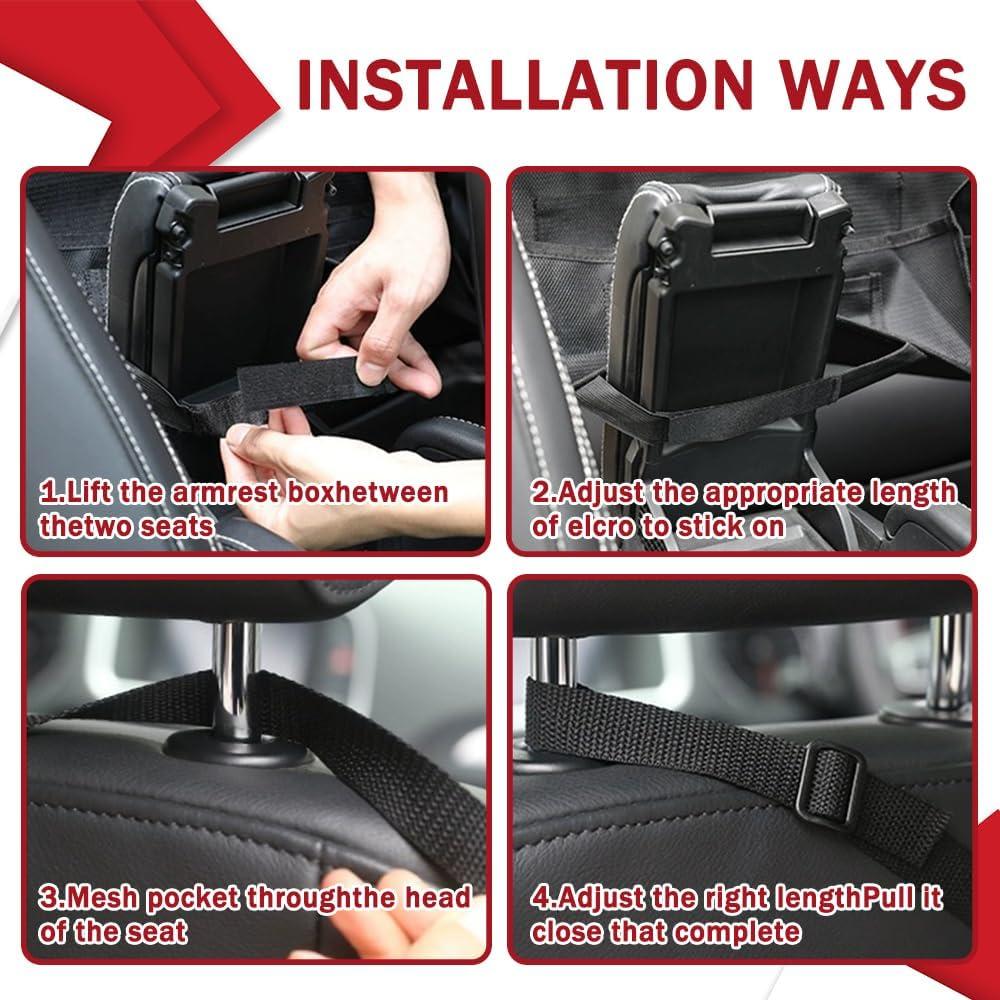 Soporte de bolso para automóvil HEVLE - Organizador negro 5 compartimentos