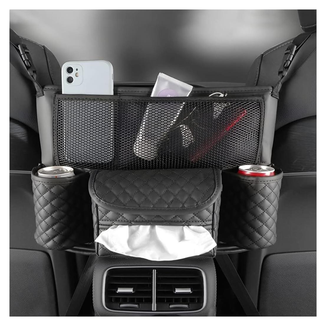 Soporte de Bolso para Automóvil zipelo, Cuero PU Negro, Multifuncional