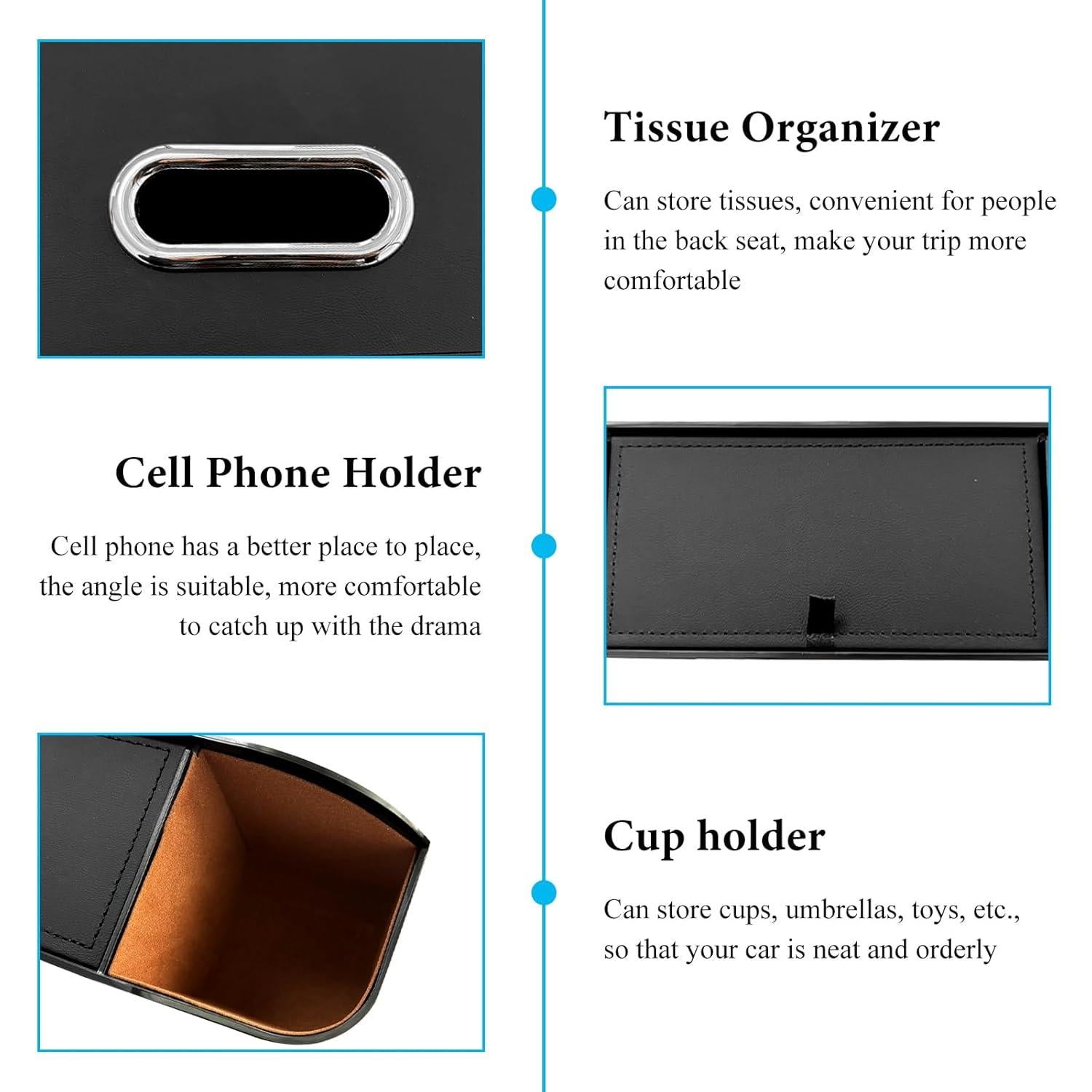 Organizador de respaldo de asiento NYTKL con 2 portavasos y ganchos