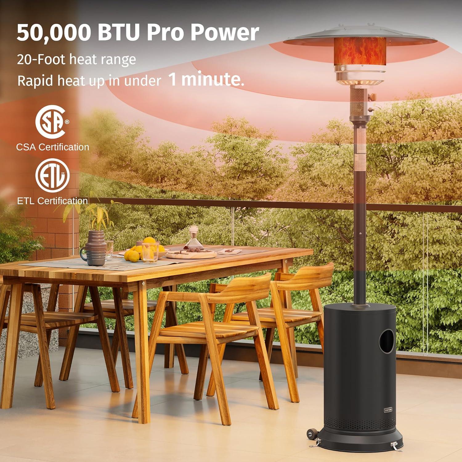 Calentador de Patio EAST OAK 50,000 BTU Propano Negro