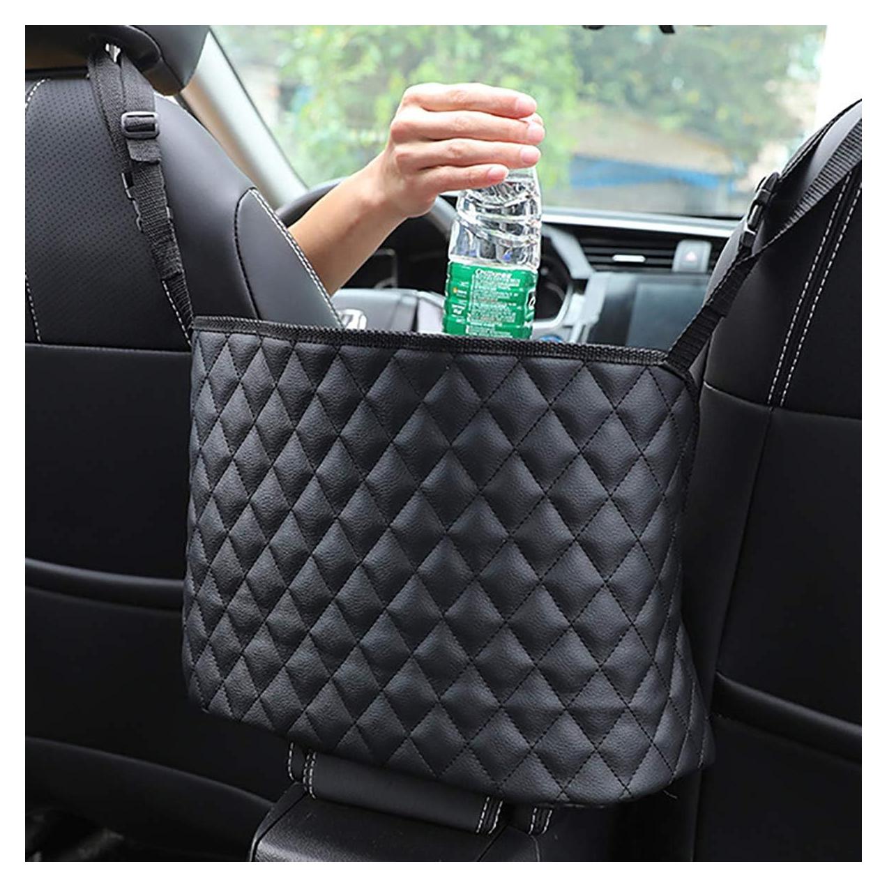 Soporte de bolso para auto ANLEM - Organizador de cuero PU negro