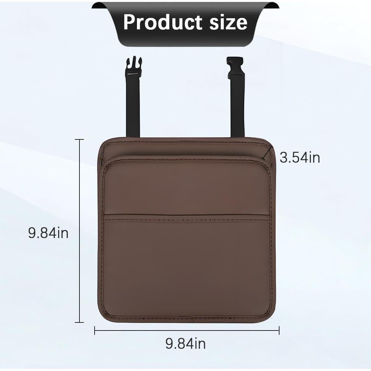 Organizador de respaldo de asiento Zpana de cuero marrón 25x25cm