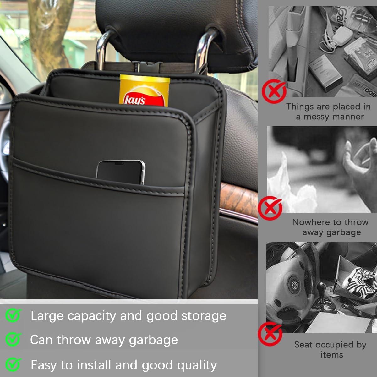 Organizador de respaldo de asiento Zpana de cuero marrón 25x25cm