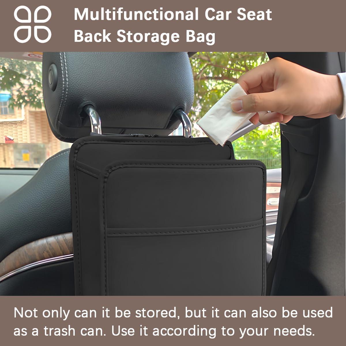 Organizador de respaldo de asiento Zpana de cuero marrón 25x25cm