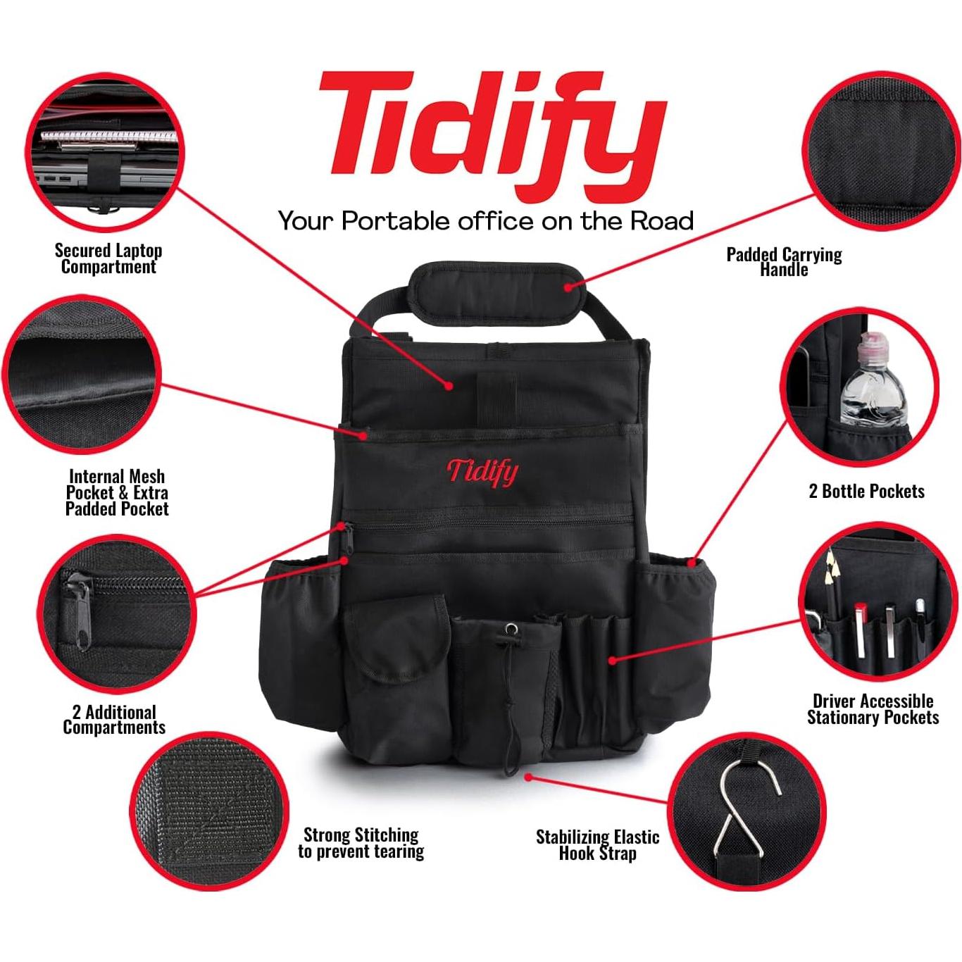 Organizador de Asiento Trasero Tidify - Almacenamiento para Laptop y Tabletas
