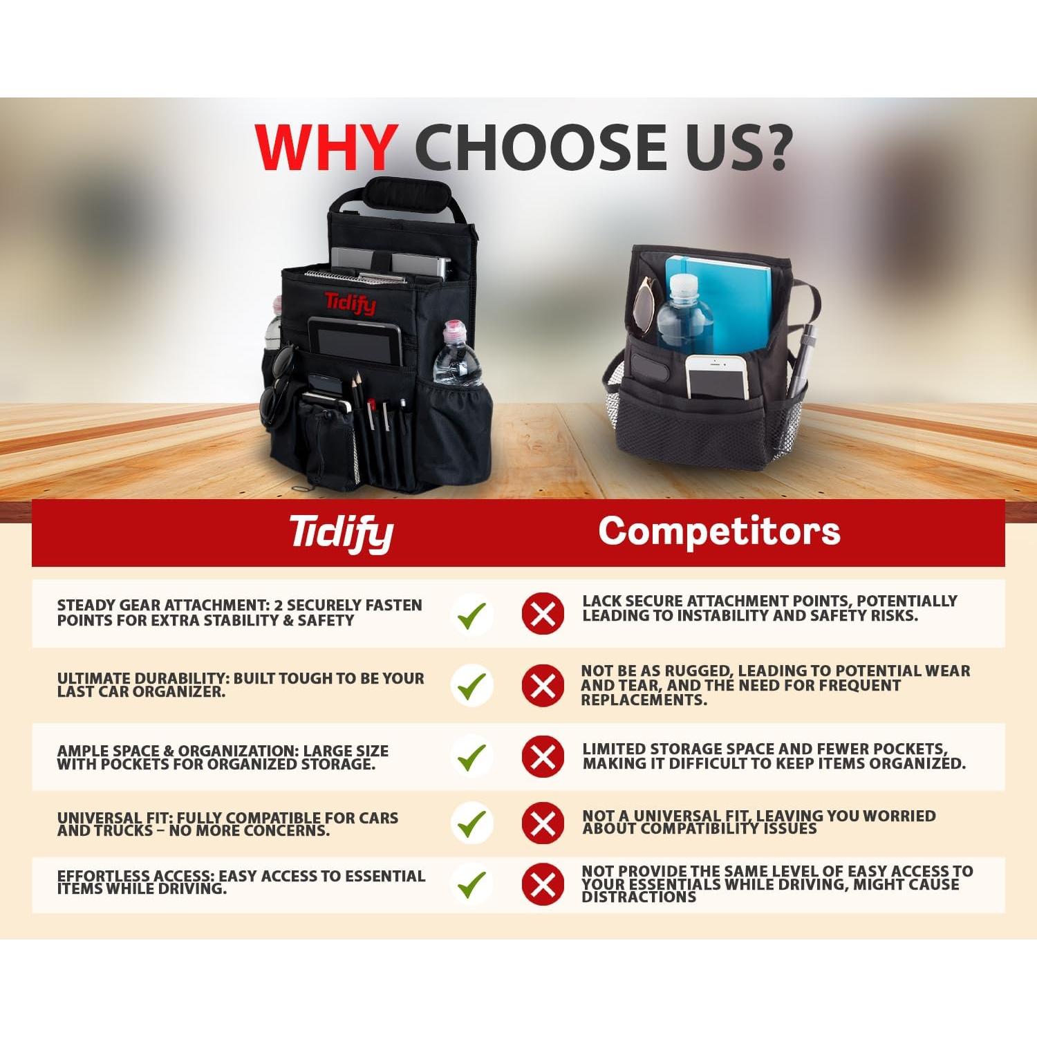 Organizador de Asiento Trasero Tidify - Almacenamiento para Laptop y Tabletas