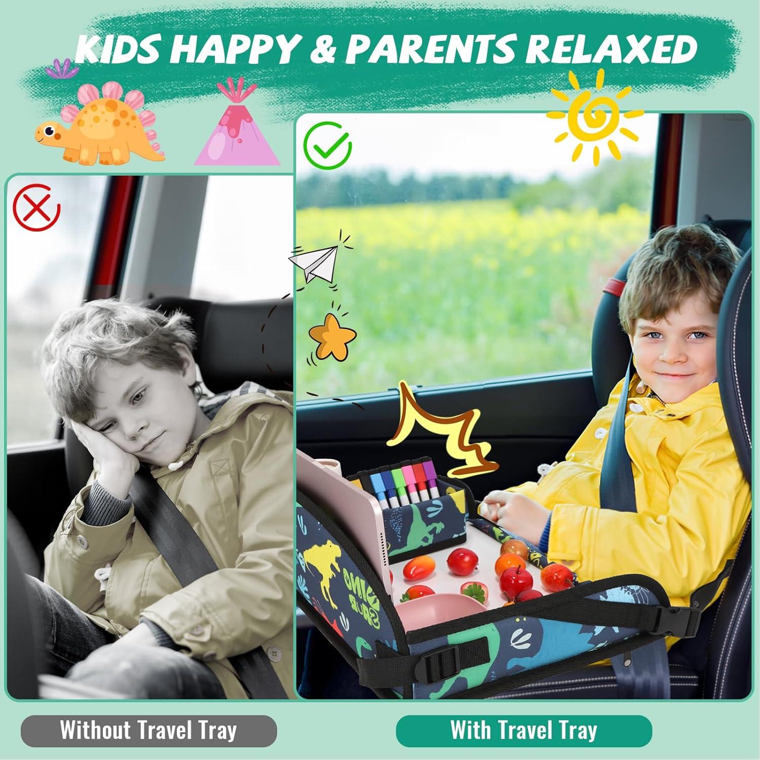 Bandeja de Viaje para Niños DxTing - Dinosaurio, 8 Marcadores