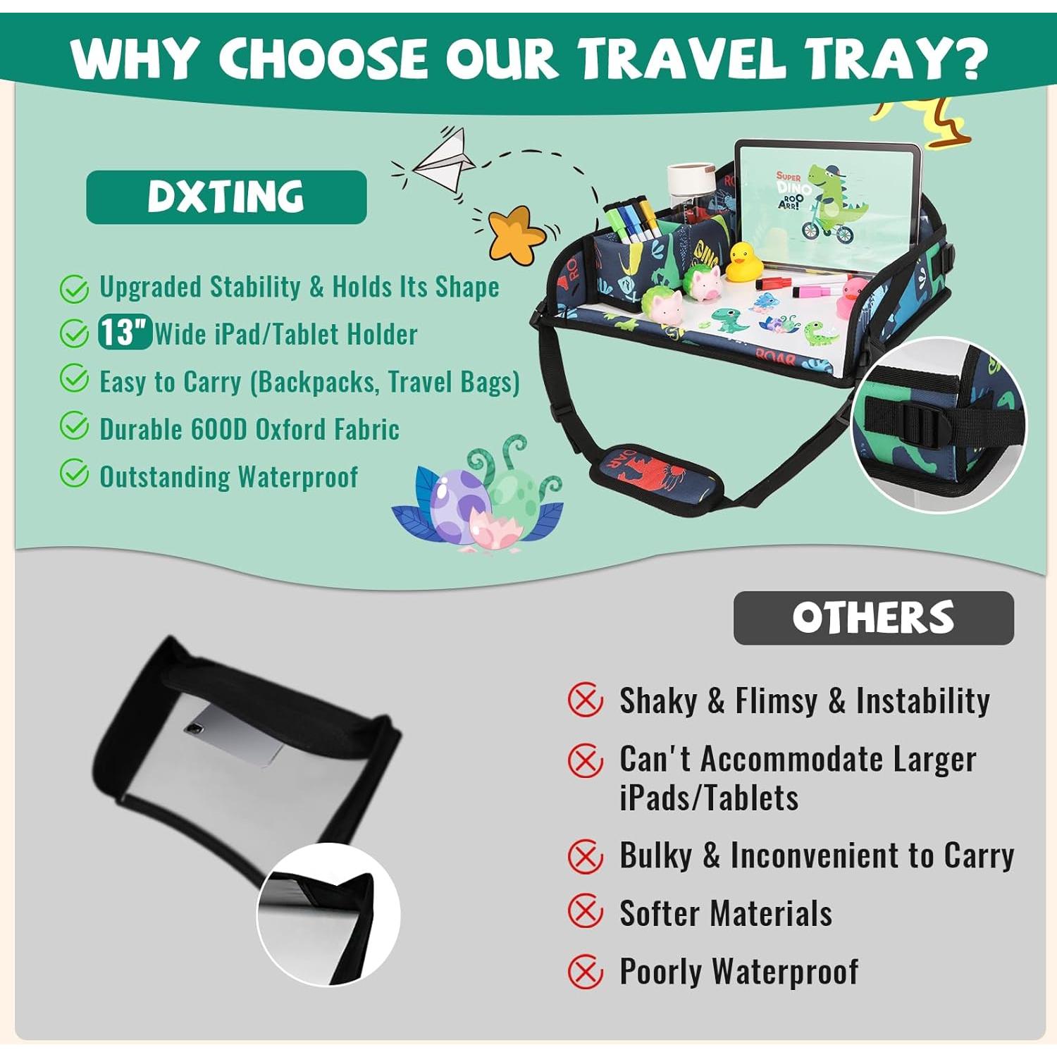 Bandeja de Viaje para Niños DxTing - Dinosaurio, 8 Marcadores