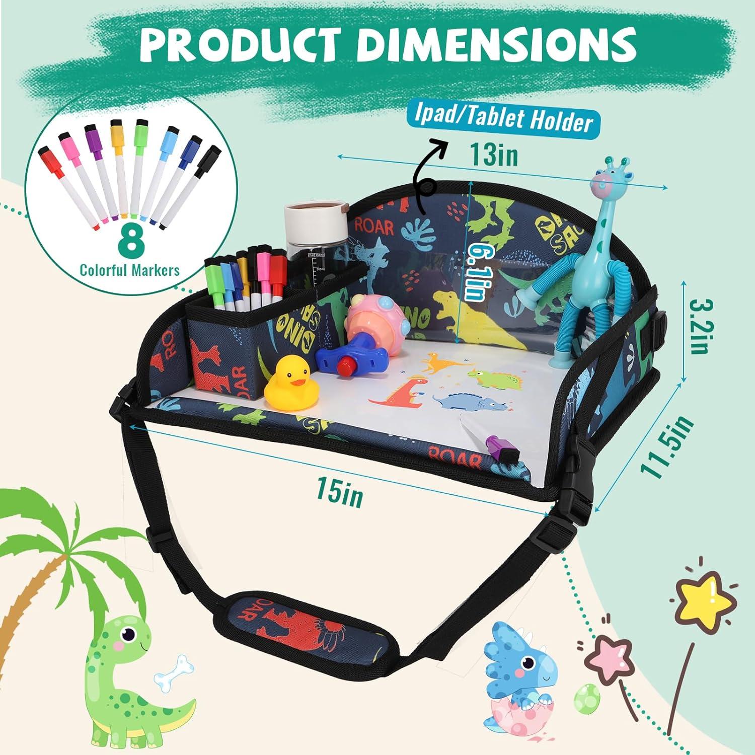 Bandeja de Viaje para Niños DxTing - Dinosaurio, 8 Marcadores