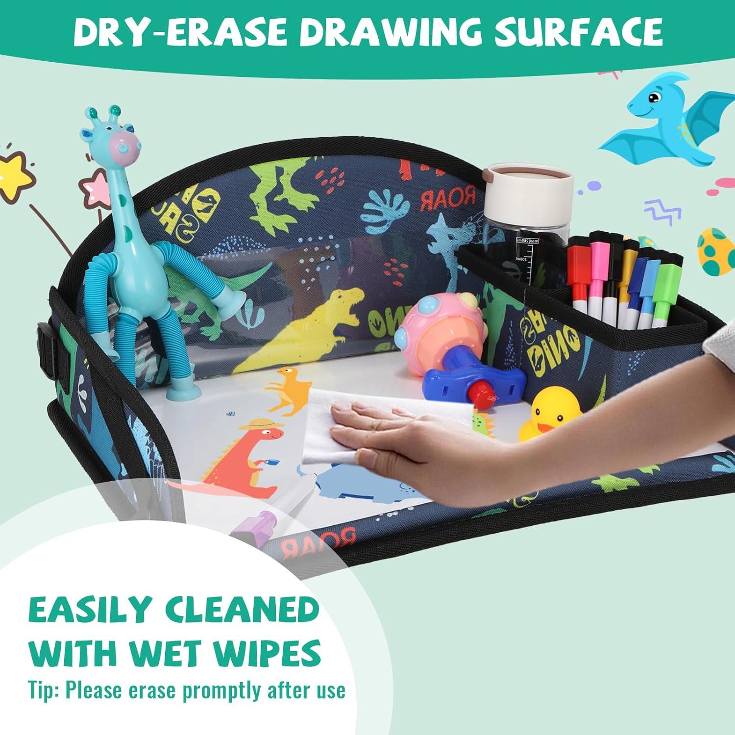 Bandeja de Viaje para Niños DxTing - Dinosaurio, 8 Marcadores