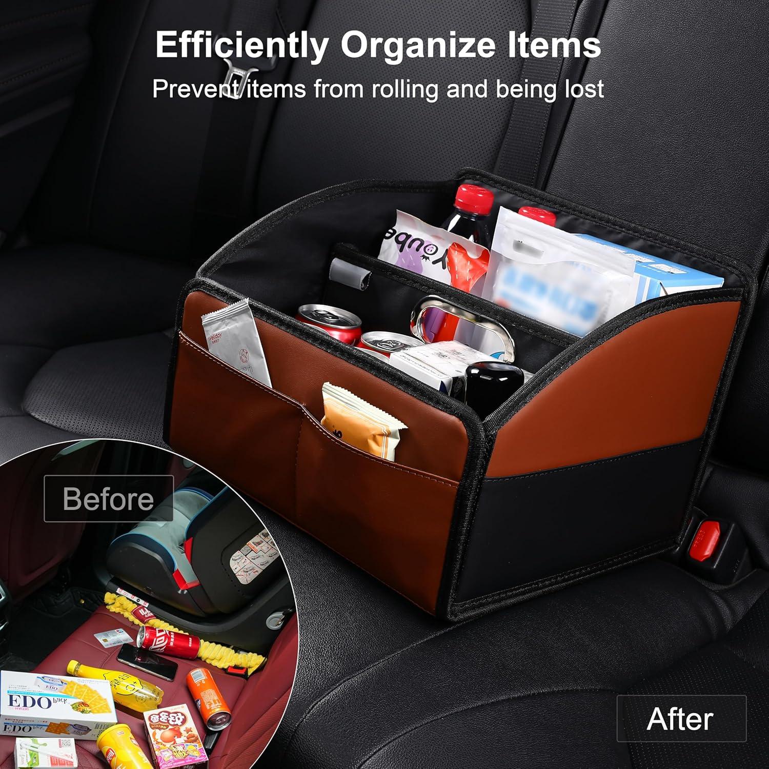 Organizador de Asiento de Coche Uplien FJS de Cuero Plegable