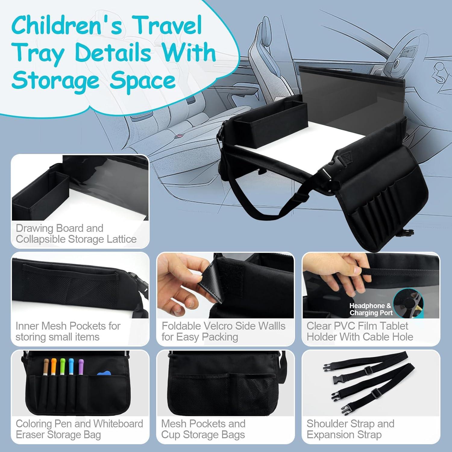 Bandeja de Viaje para Niños Julaiwy - Organizador para Coche Negro