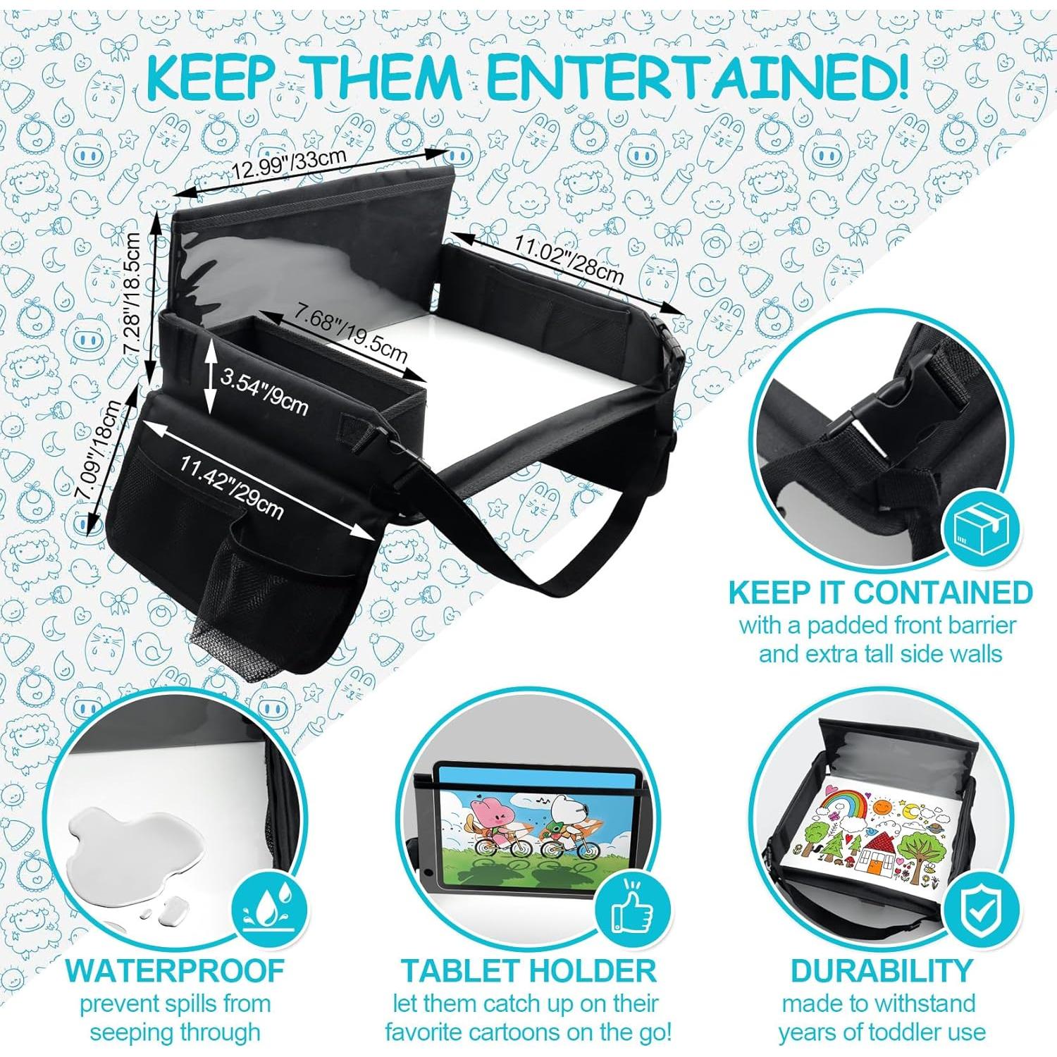 Bandeja de Viaje para Niños Julaiwy - Organizador para Coche Negro