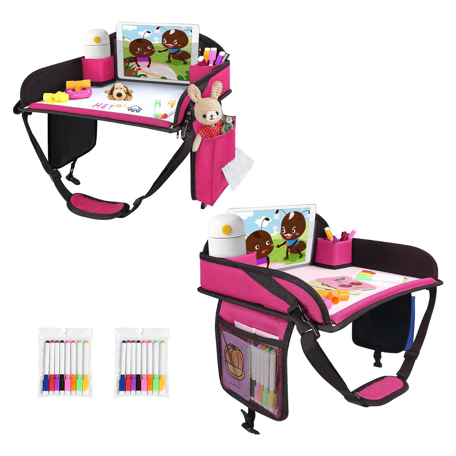 Bandeja de Viaje para Niños UTOLOVE Rosa 2 Pcs con Organizador