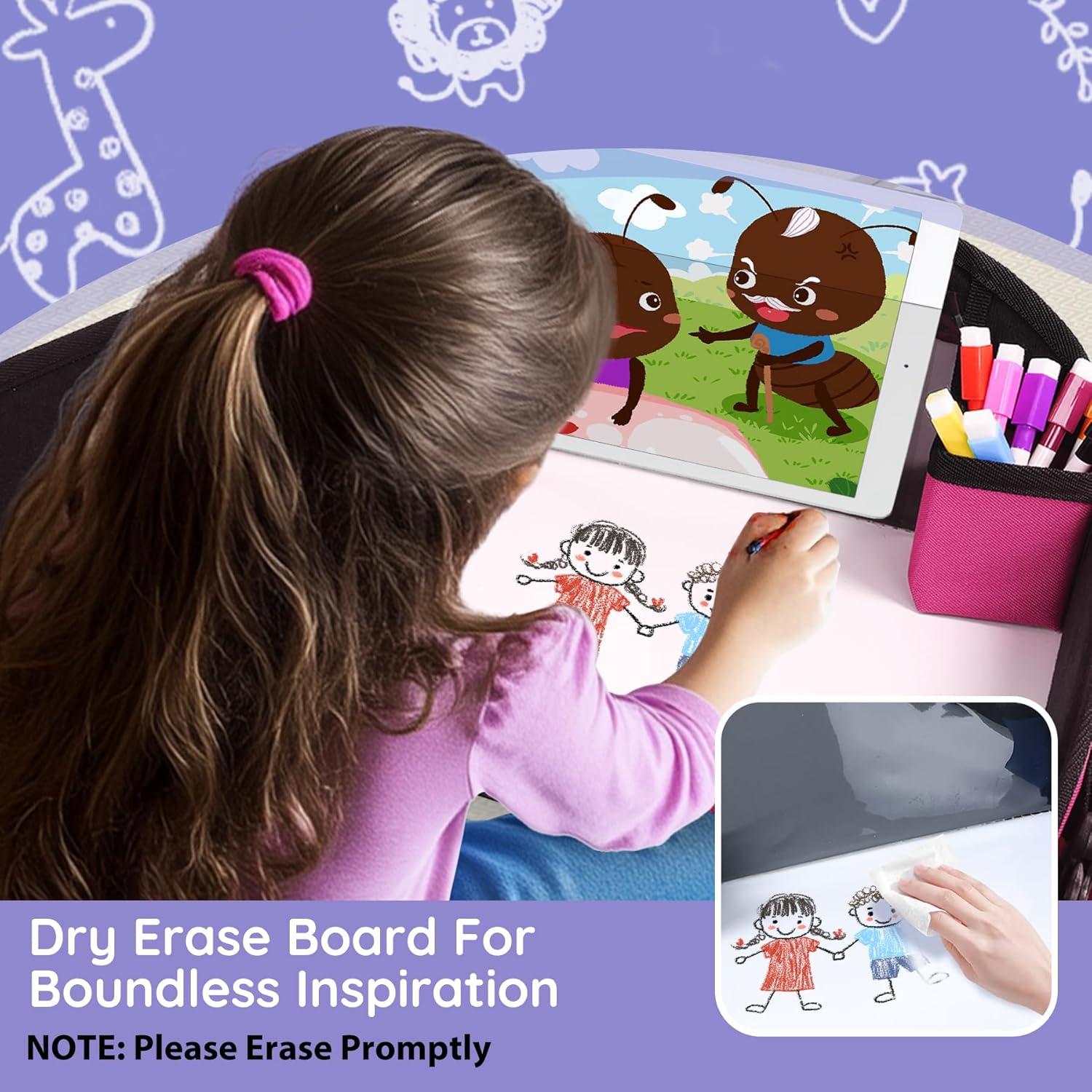 Bandeja de Viaje para Niños UTOLOVE Rosa 2 Pcs con Organizador