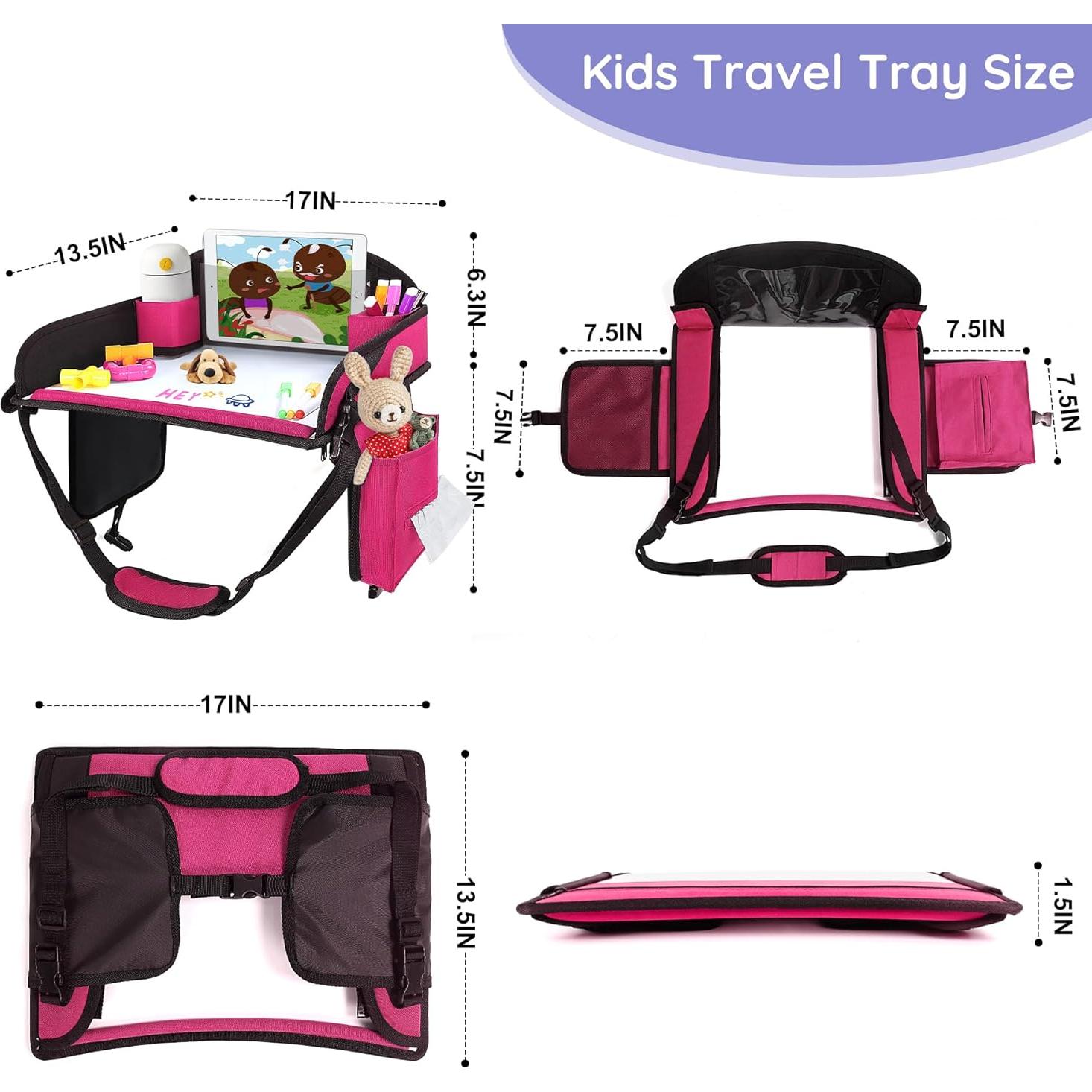 Bandeja de Viaje para Niños UTOLOVE Rosa 2 Pcs con Organizador