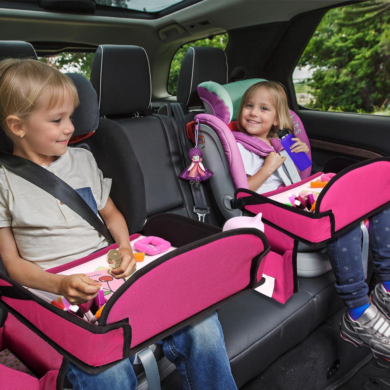 Bandeja de Viaje para Niños UTOLOVE Rosa 2 Pcs con Organizador