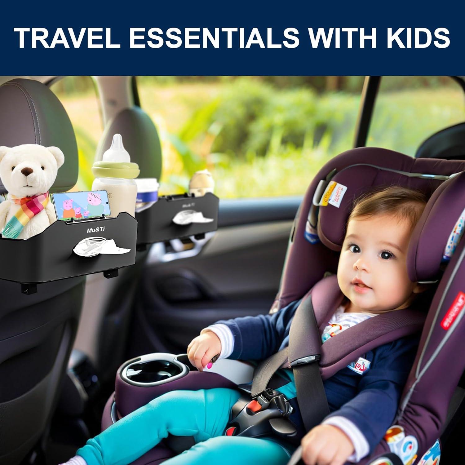 Organizador de Asiento Trasero Mu&Ti - Caja de Almacenamiento Multifuncional con 2 Portavasos y Gancho