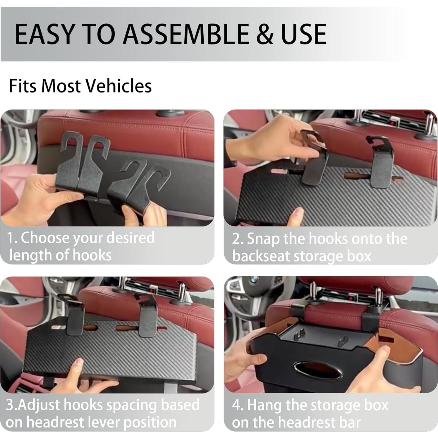 Organizador de Asiento Trasero Mu&Ti - Caja de Almacenamiento Multifuncional con 2 Portavasos y Gancho